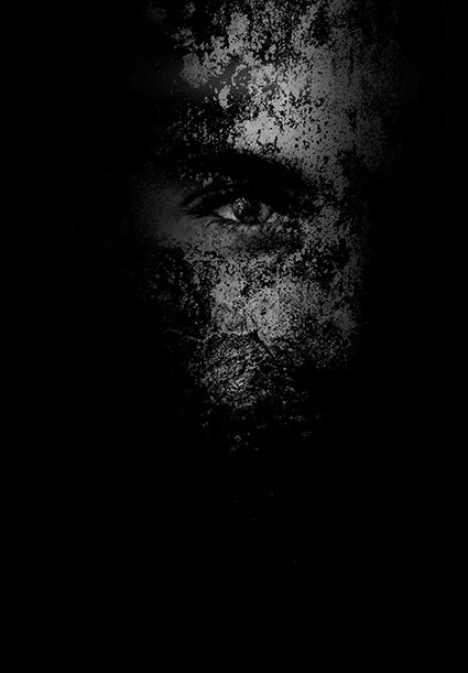 zwartwit kunstfoto van gezicht met structuur